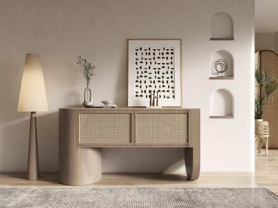 侘寂风边柜3D模型下载